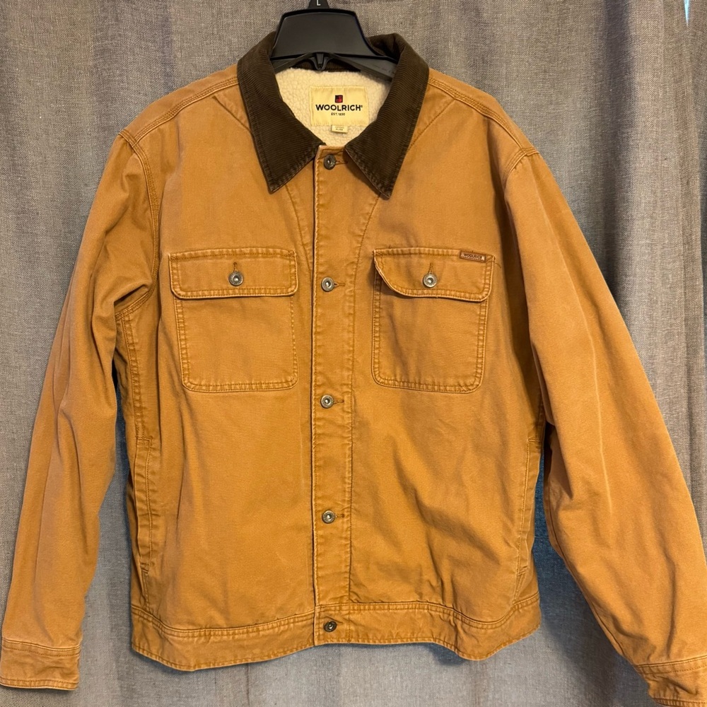 Woolrich Men's Brown Shirt Jacket with Dark Collar